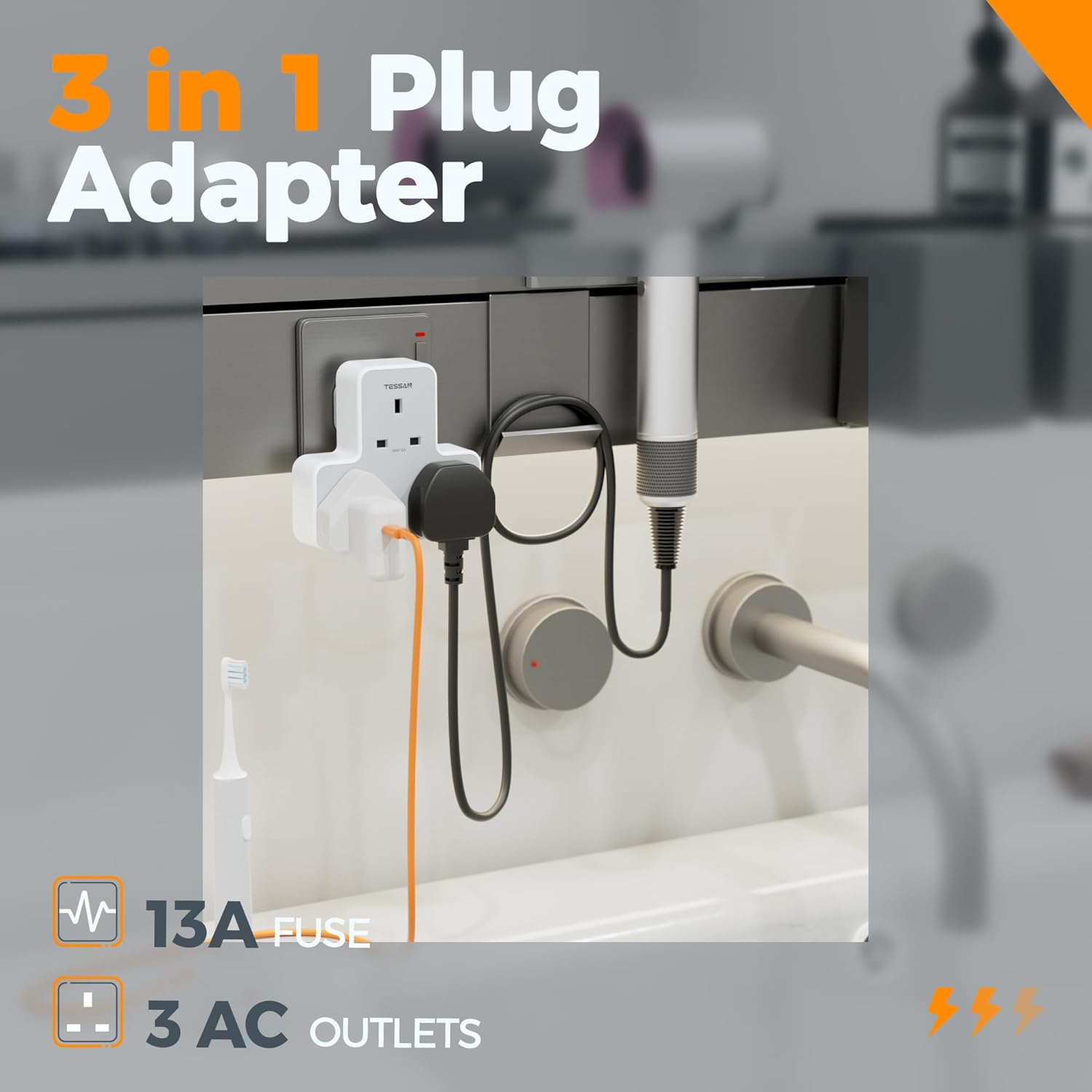 TESSAN UK Multi Plug Extension Socket