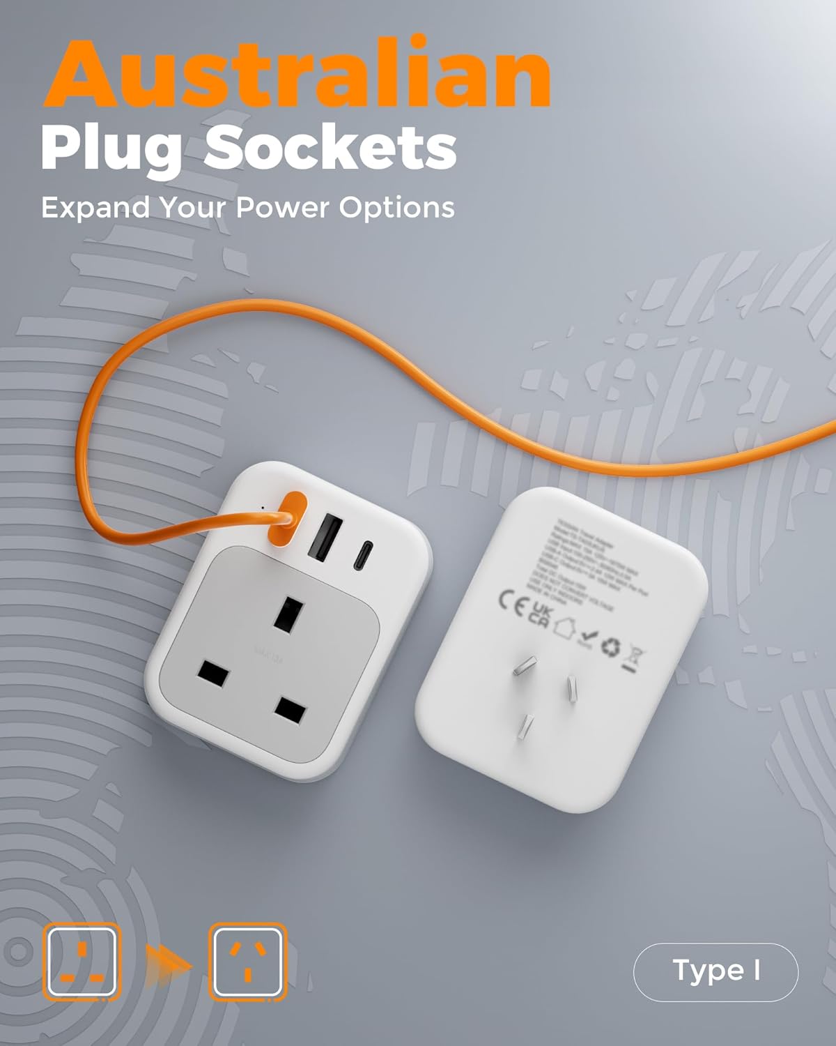 TESSAN 4 in 1 UK to Australia Plug Adapter