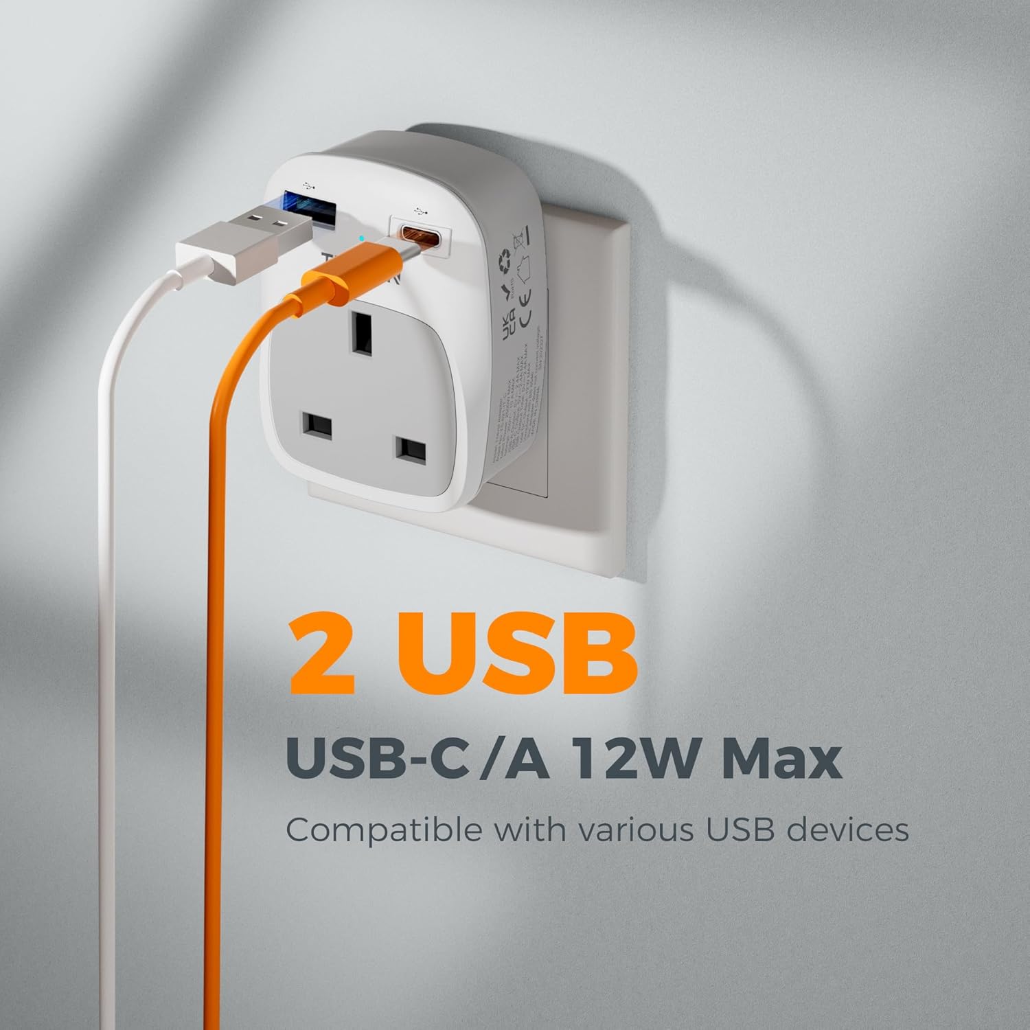 TESSAN 4-in-1 UK to Italy USB-C Adapter