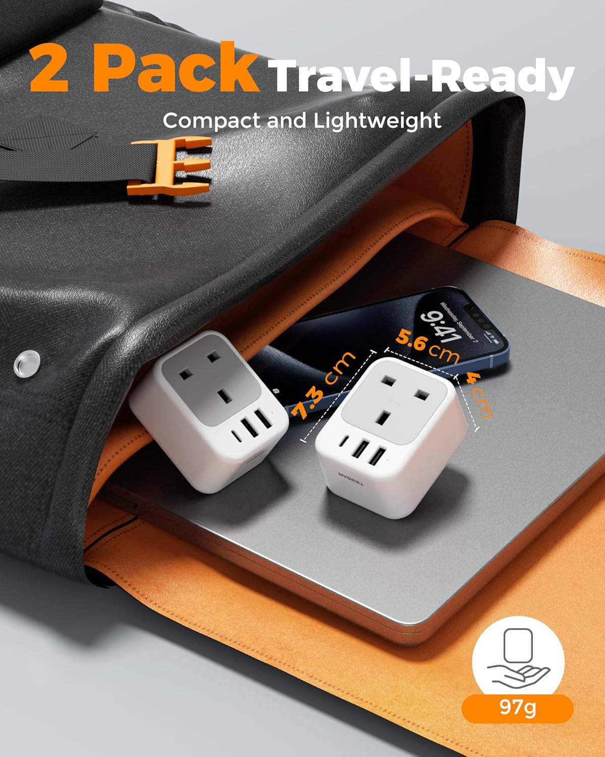 TESSAN 4-in-1 UK to US USB-C Adapter 2-Pack