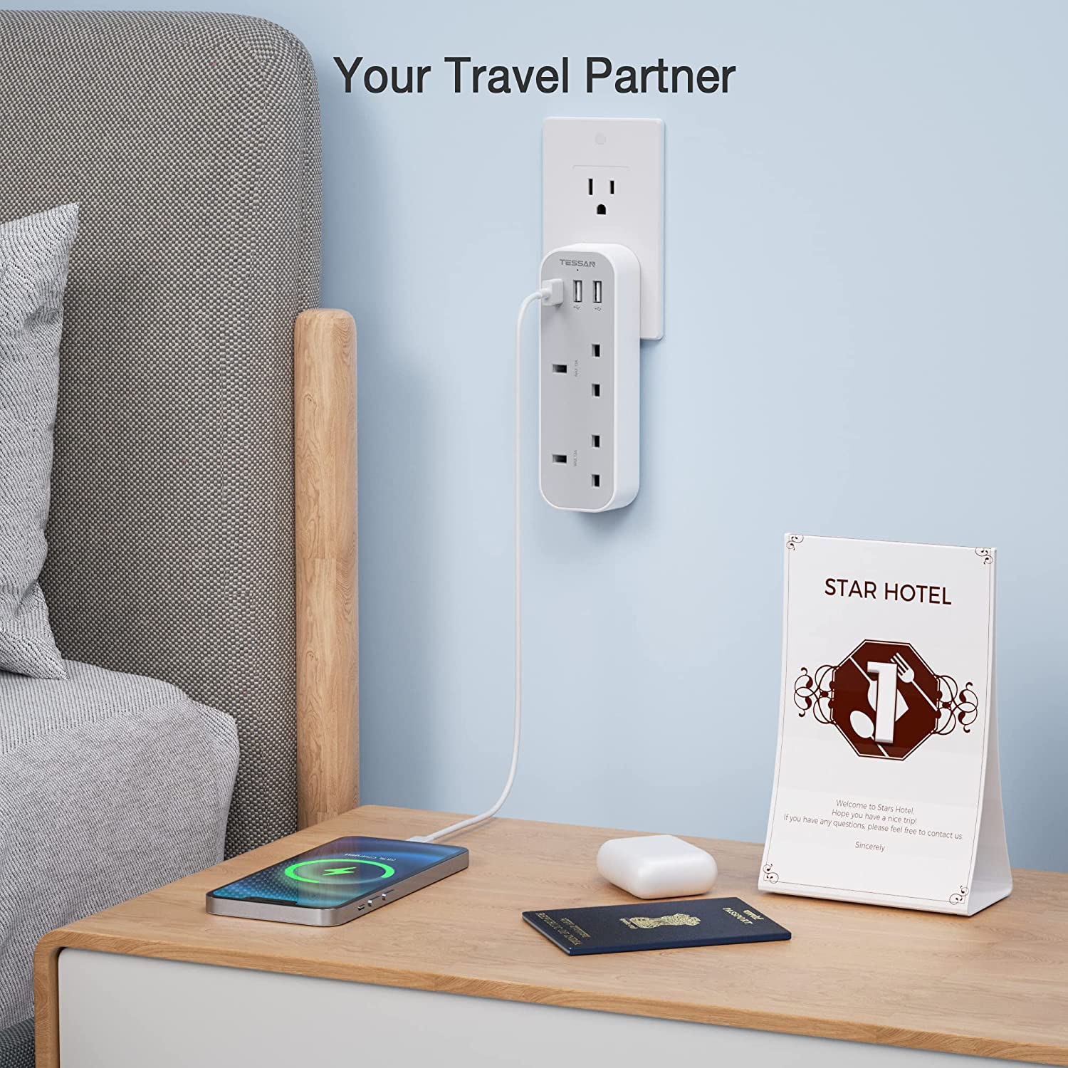 UK to USA Travel Adapter with 3 USB