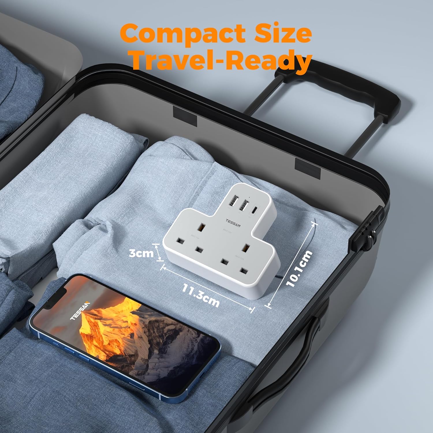 TESSAN 5-in-1 UK to Australia Plug Adapter with USB C