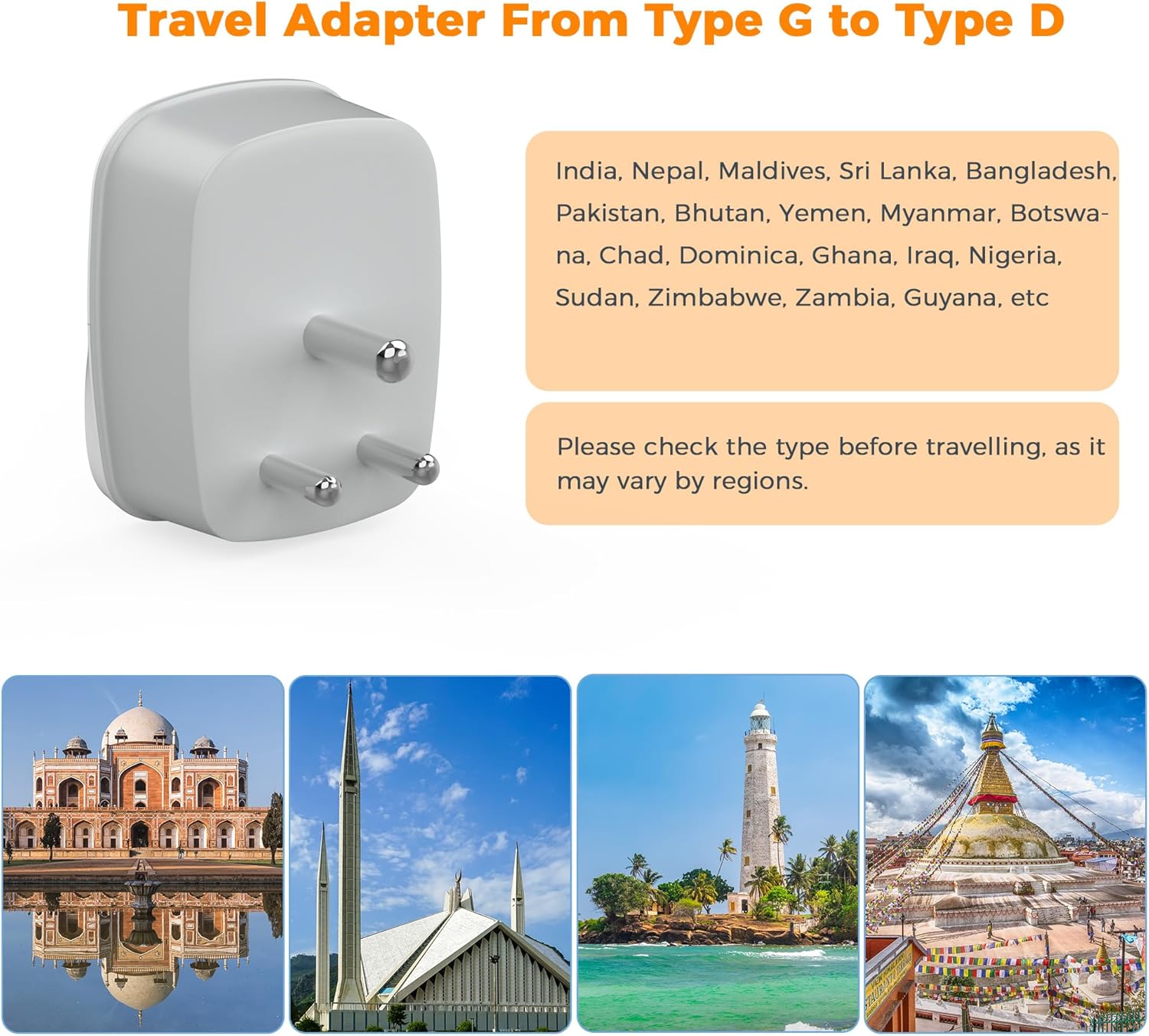TESSAN 3-in-1 UK to India USB Adapter