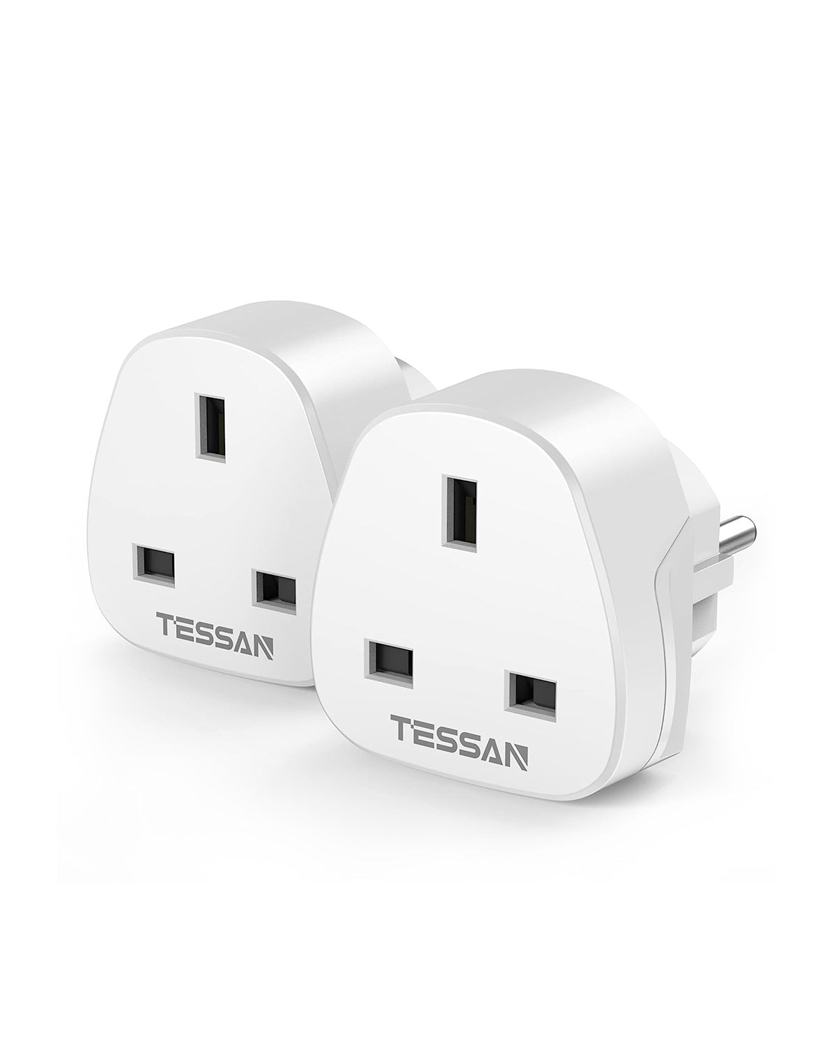 UK to European Plug Adapter with AC Socket 2 Pack