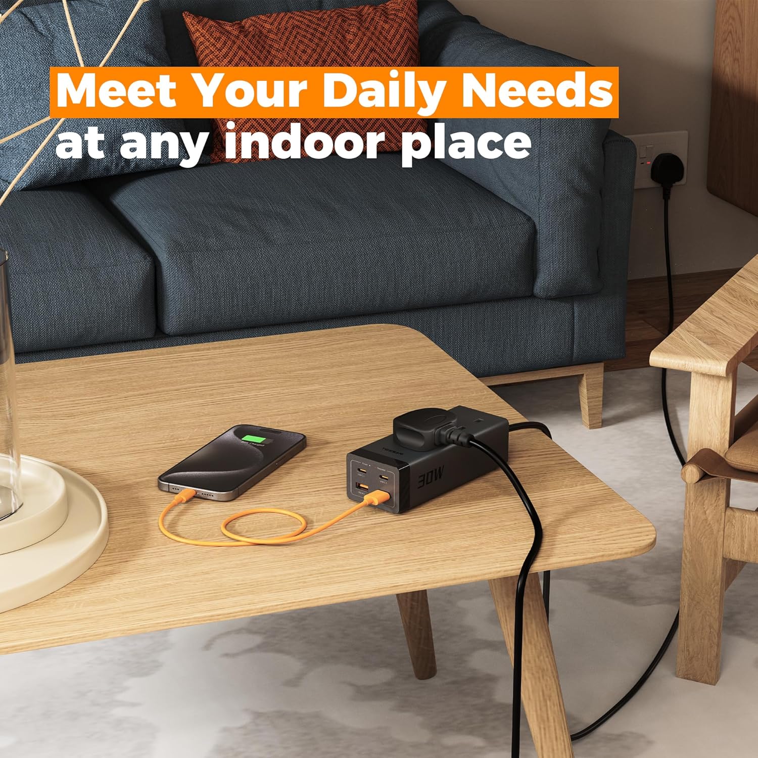 TESSAN 30W Extension Lead with 4 USB Slots