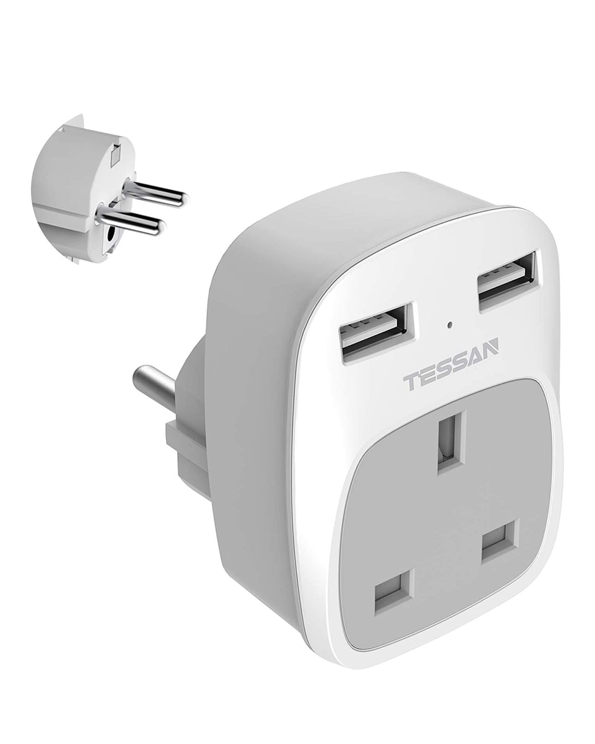 UK to European Travel Adapter with 2 USB Ports