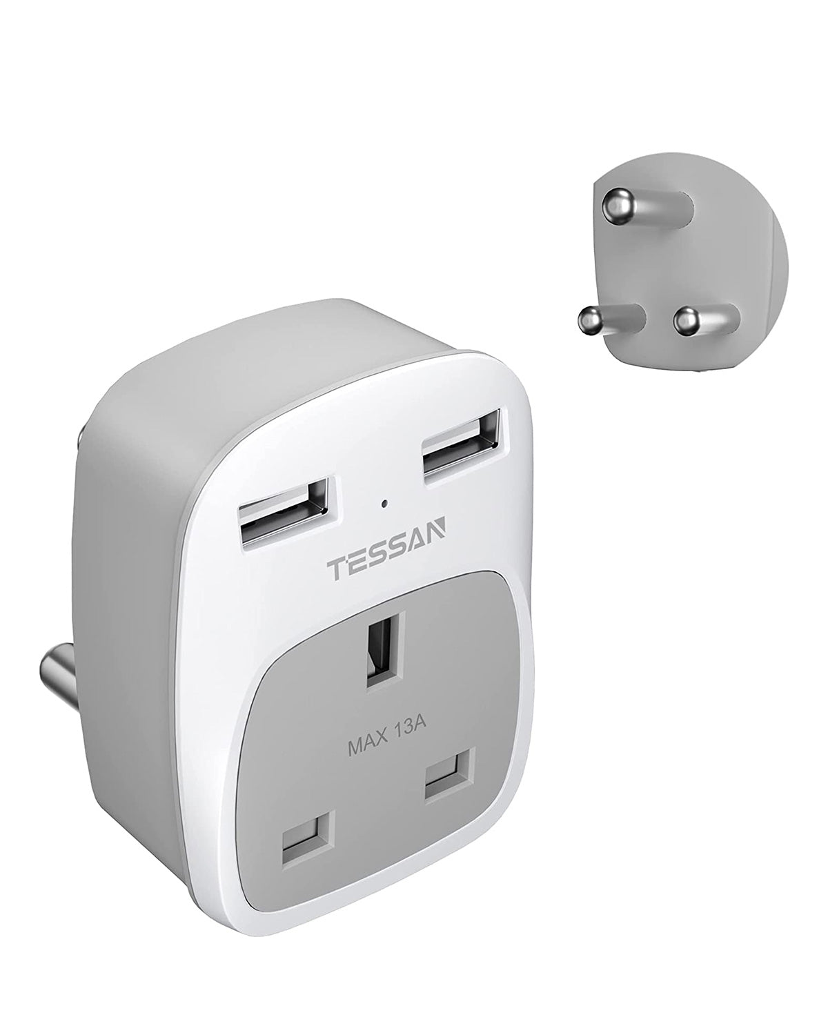 UK to India Travel Adapter 1 outlets and 2 USB ports